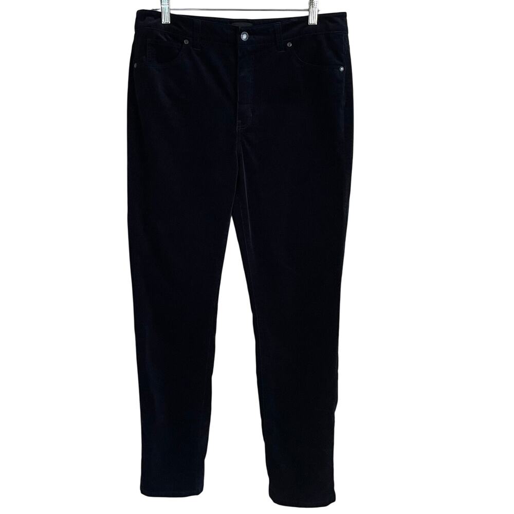Talbots Navy Blue Corduroy Straight Leg Pants Sz 10 Stretch Cabincore Classic